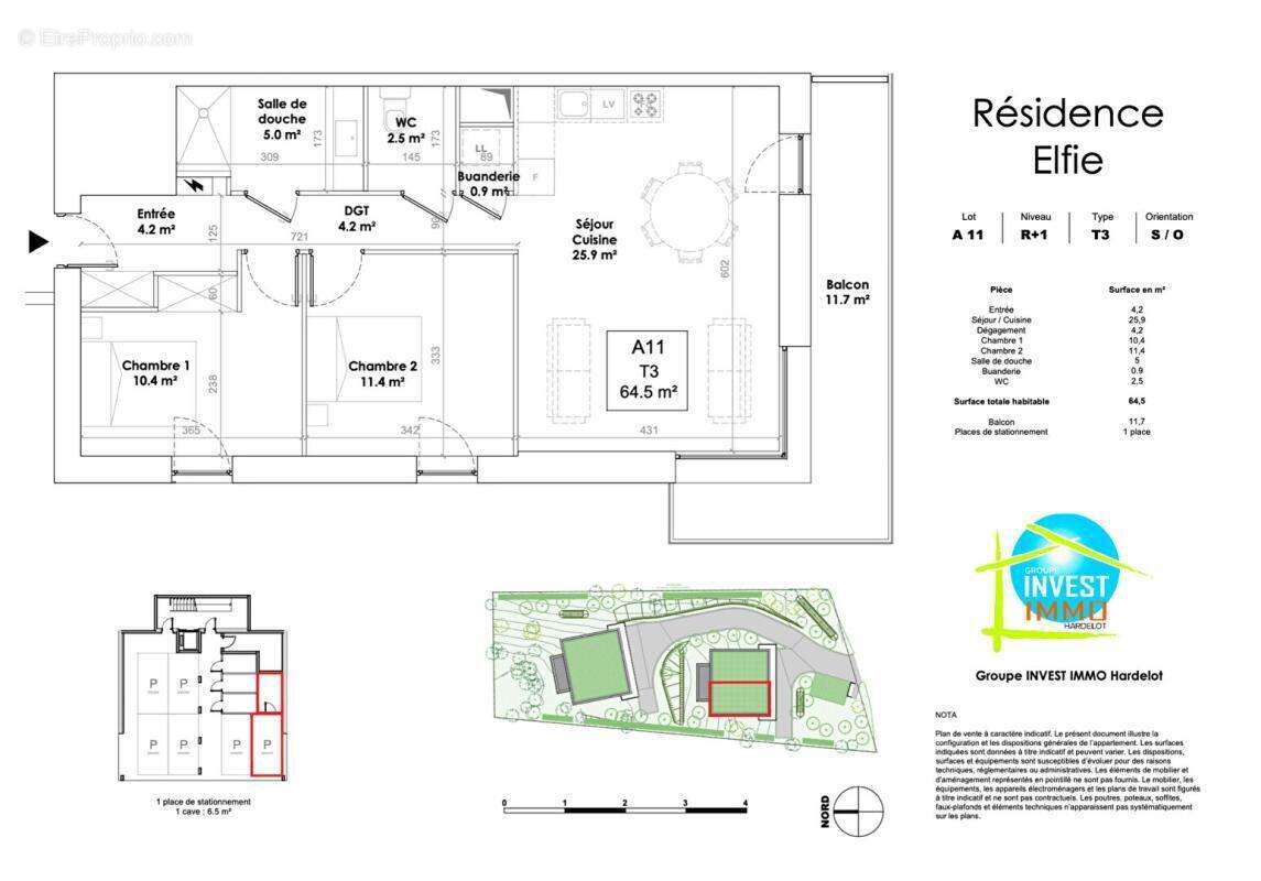 64,5m2 - 1er étage ascenseur - 2 chambres  & 1 parking couvert - photo 4