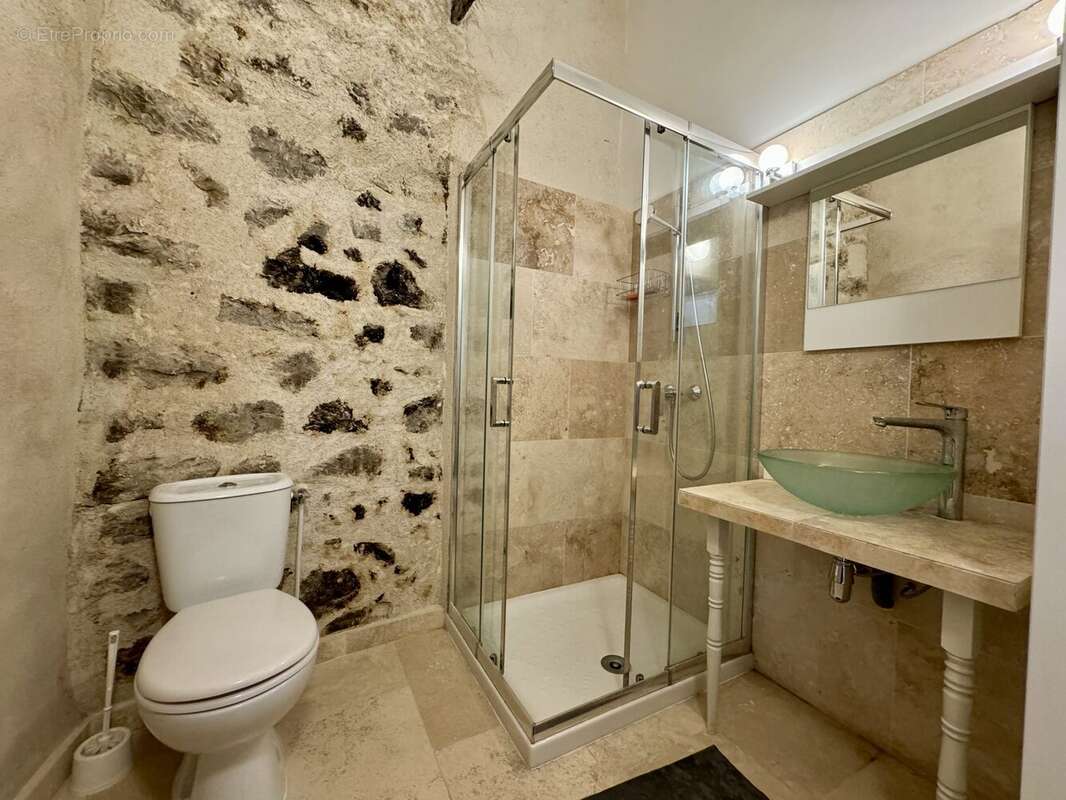 Salle d&#039;eau &amp; WC - Appartement à SAINT-JULIEN-DU-VERDON