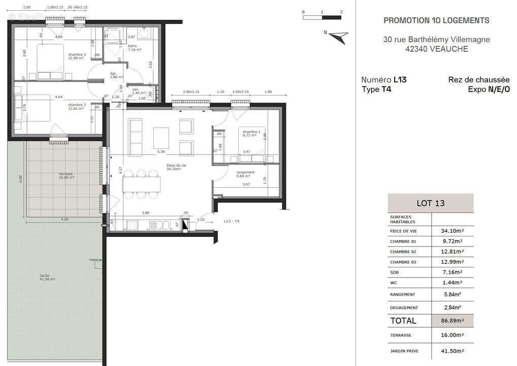 Appartement à VEAUCHE