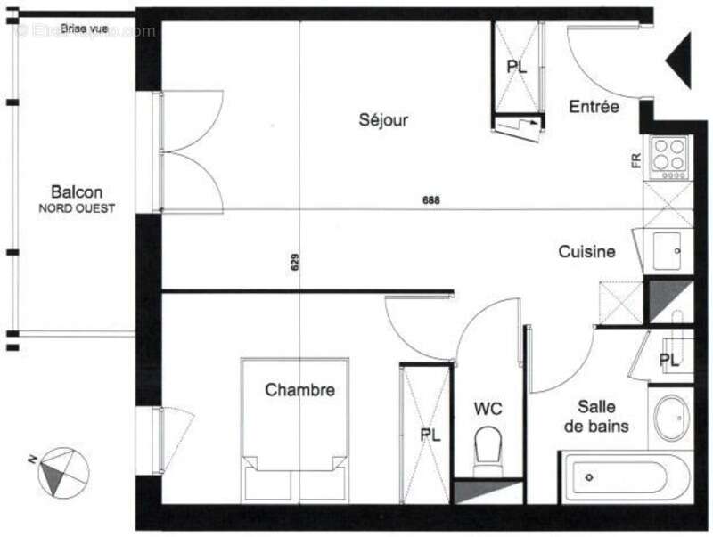 ANDERNOS-LES-BAINS - appartement T2 occupé - 1er et dernier étage - avec parking - photo 7