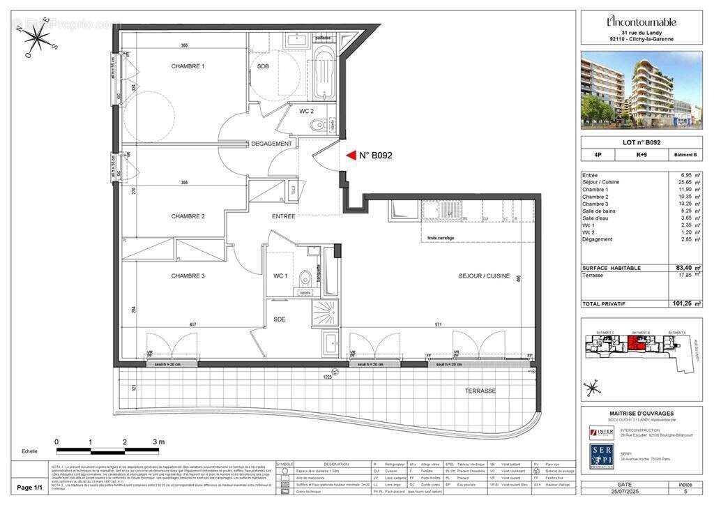 Clichy 92110 - berges de seine - appartement - 101 m² - 3 chambres - balcon - parking - photo 2