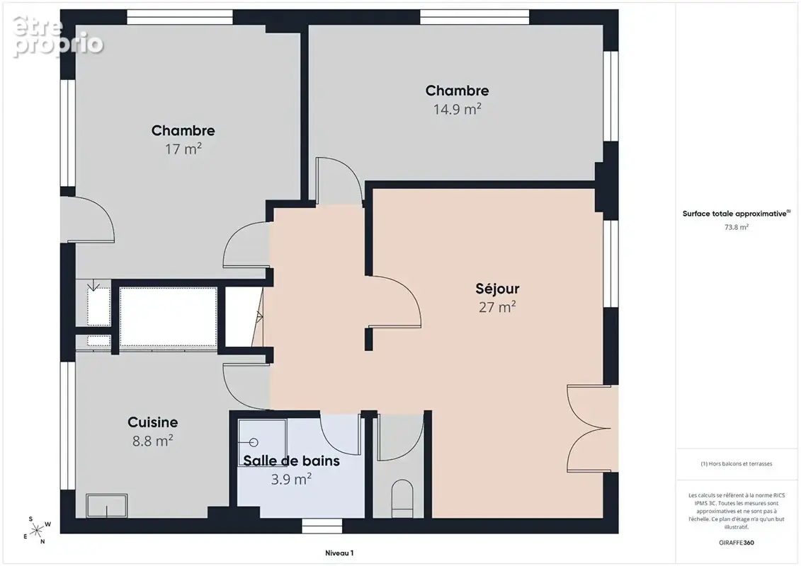 Maison individuelle - 3 pièces - 2 chambres - sous - sol complet - garage - terrasses et jardin - photo 18