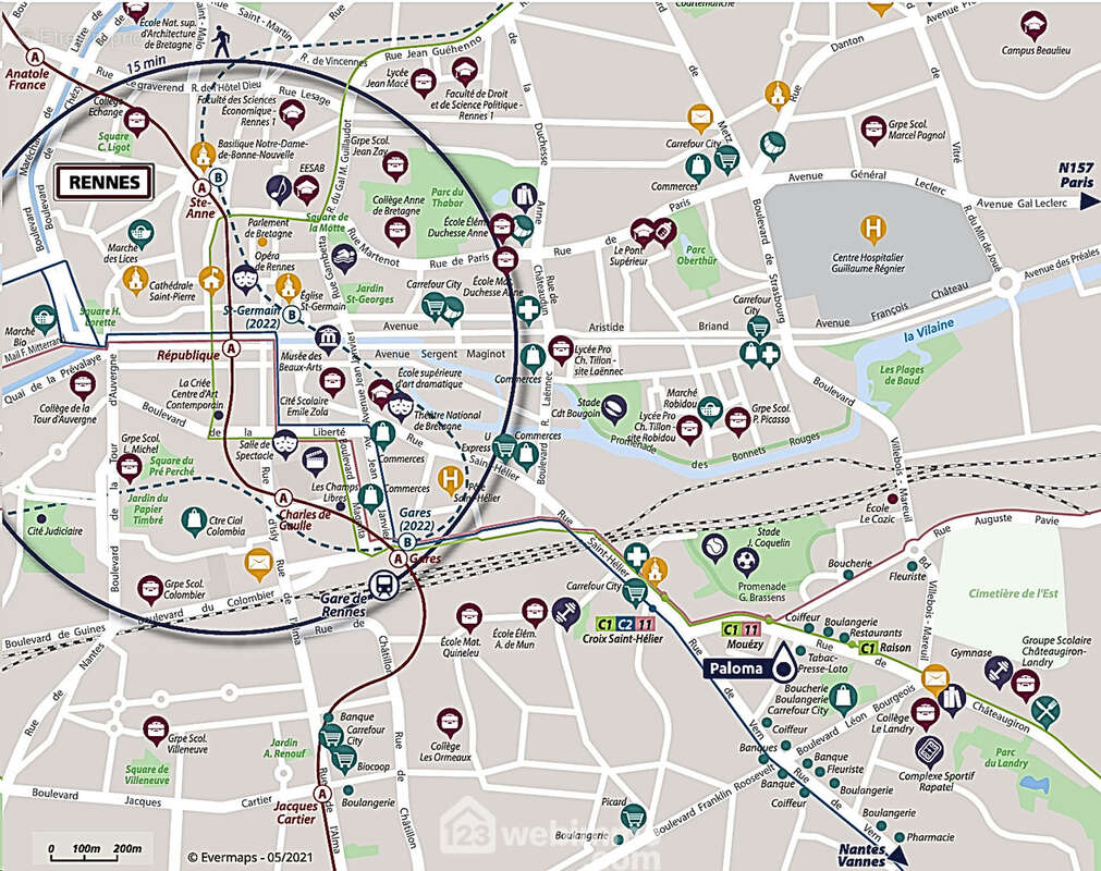 Plan du centre de rennes