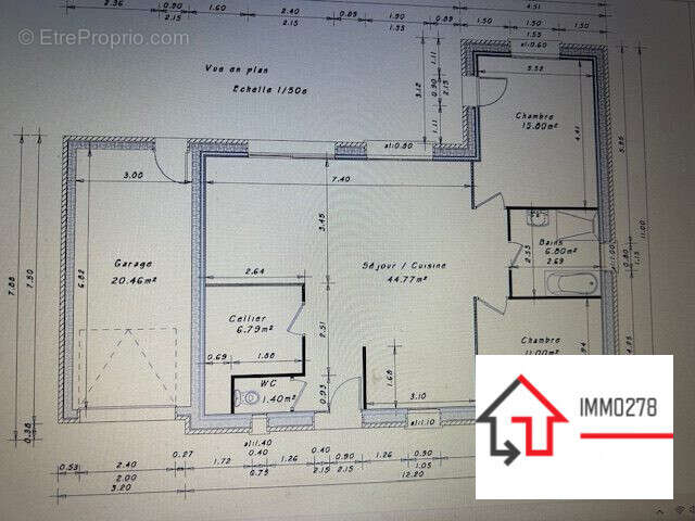 le plan pour un plain pied - Maison à LEDRINGHEM