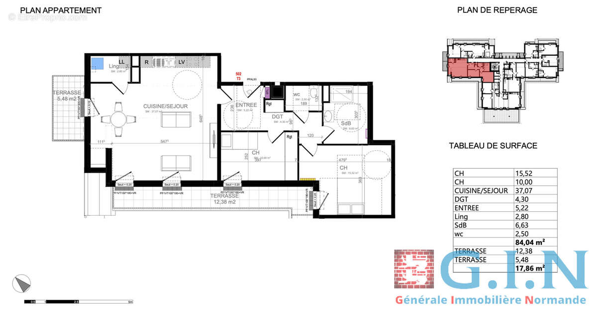 Appartement T3 avec terrasse - photo 12
