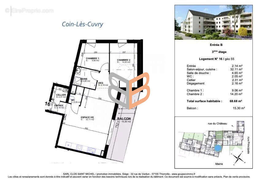 Appartement 68 m² à Coin-Les-Cuvry  - photo 3