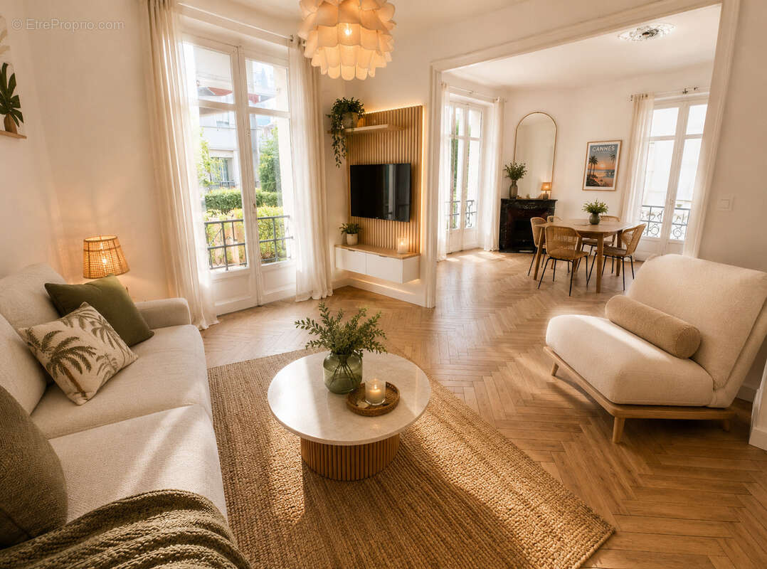 Cannes centre  t4 sud 151m2 bourgeois rez de jardin terrasse 97m2, garage - photo 4