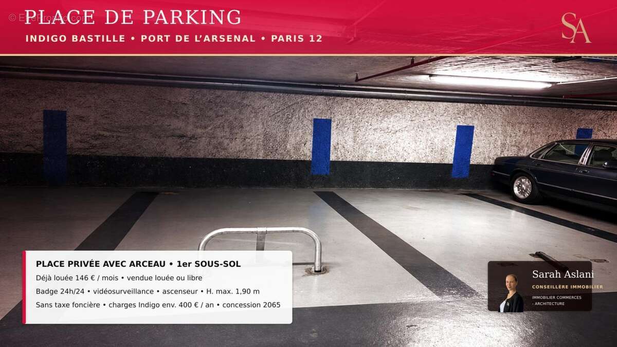 75012 PLACE DE PARKING 1er sous-sol- Bastille - Gare de Lyon - INDIGO - photo 2