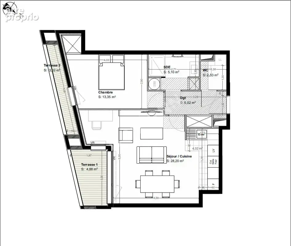 Appartement 2 pièces 54. m²  avec terrasse de 5 m²  et 3 m² Asnières-sur-Seine - photo 9