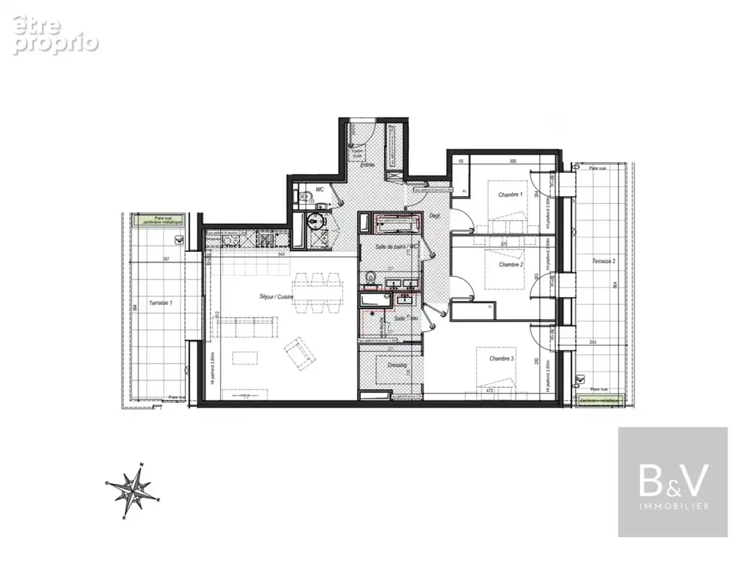 Appartement 4 pièces de 94 m² avec terrasses - photo 6