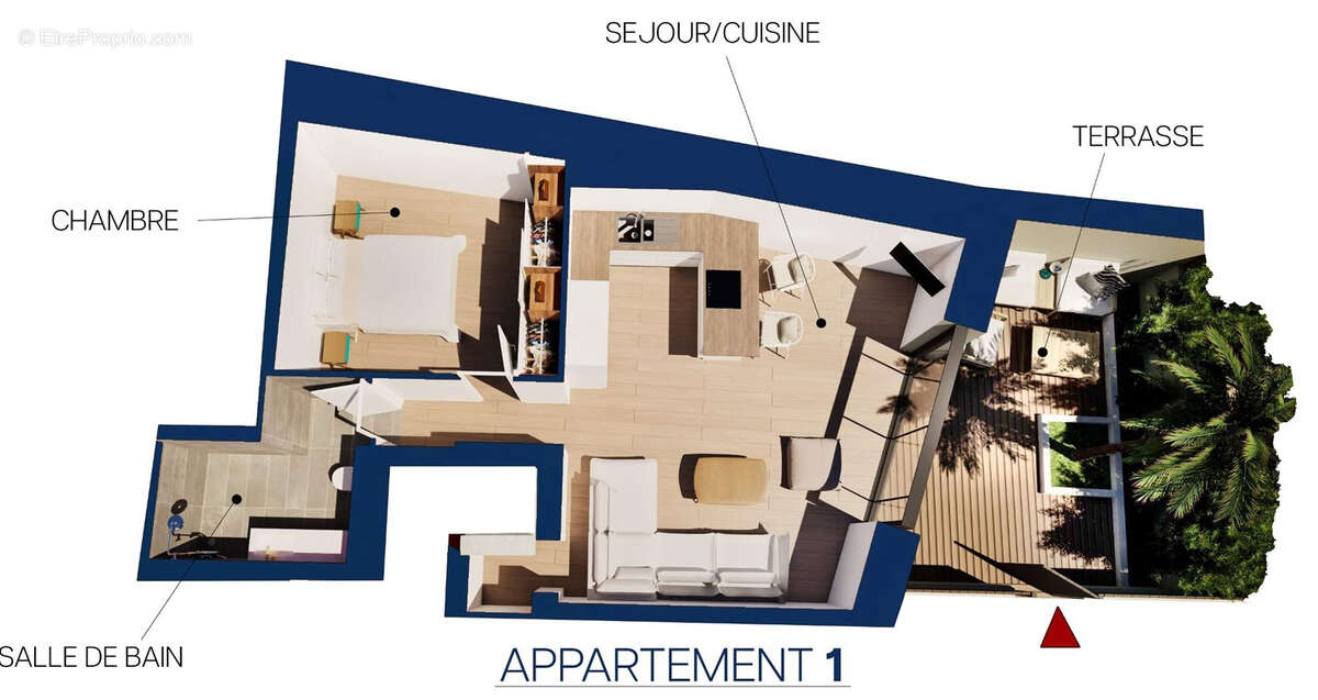Centre ville de Sète, bel appartement 2 pièces avec terrasse, - photo 4