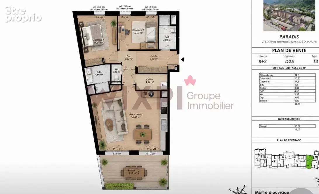 Appartement Aime La Plagne 3 pièce(s) 85 m2 - photo 2