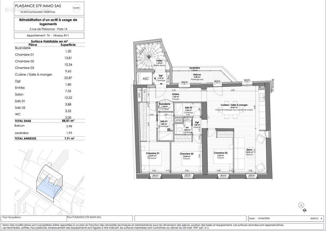 Appartement à PARIS-14E