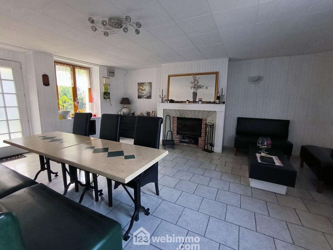 Un séjour double lumineux de 27 m² avec cheminée - Maison à MONT-NOTRE-DAME