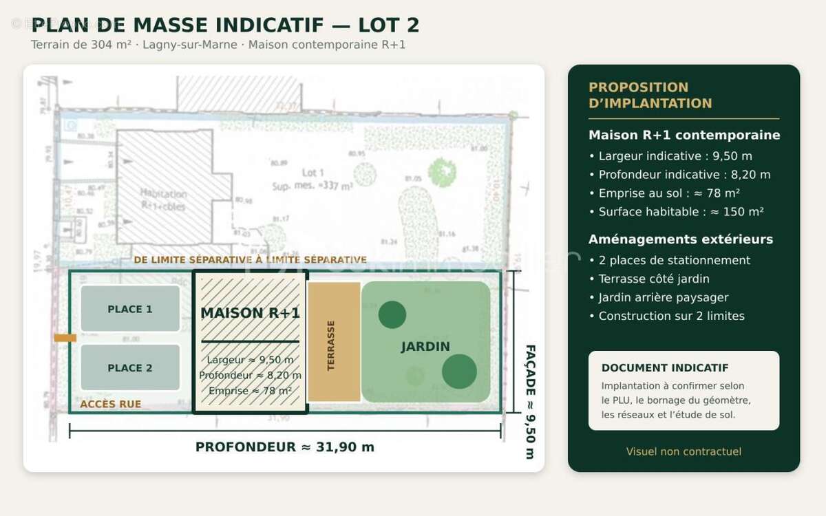 Terrain à Lagny-sur-Marne – 304 m² – 233 500 € Lot 2 Belle situation - photo 2