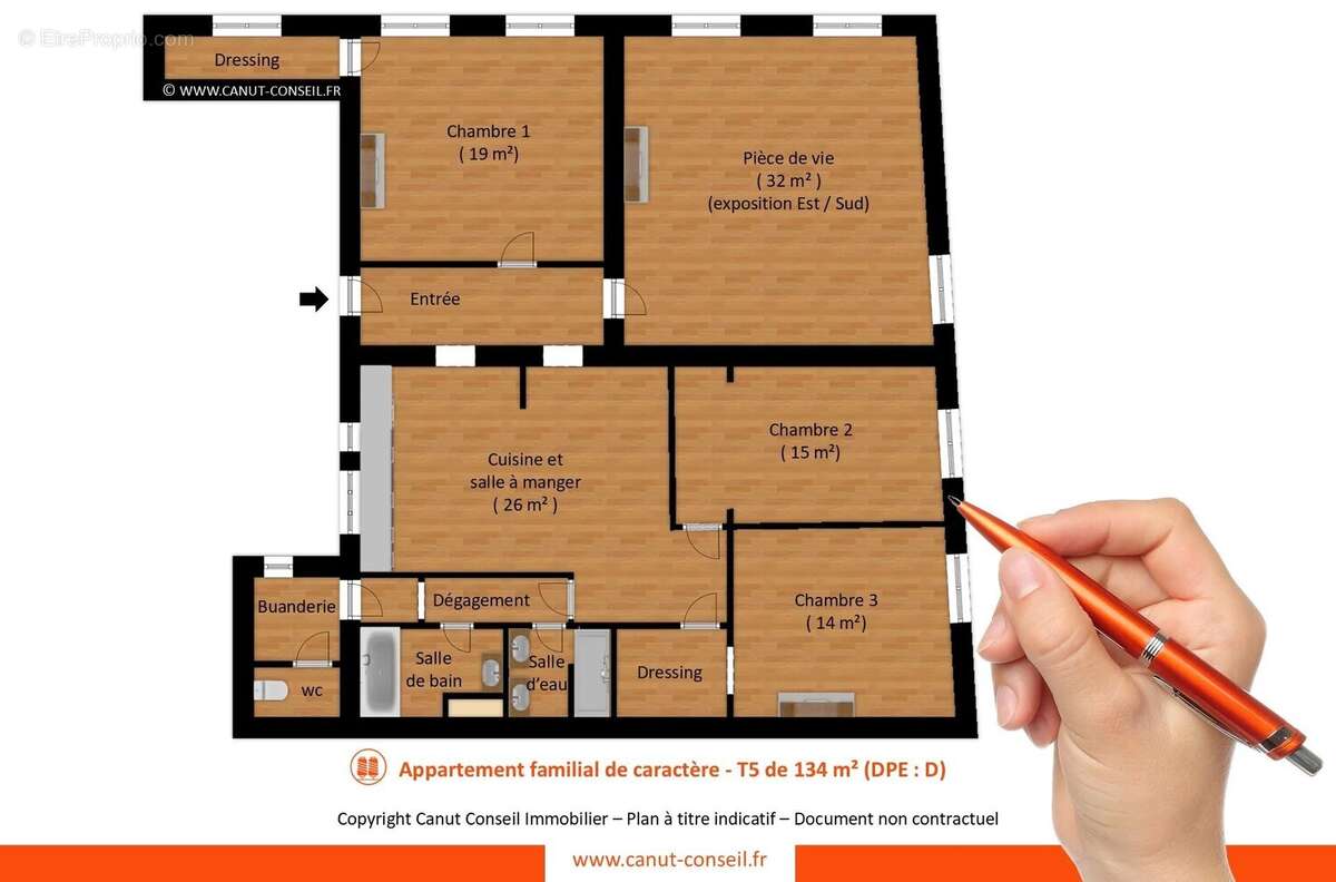 Appartement de caractère - T5 de 134 m² (DPE : D) - photo 4