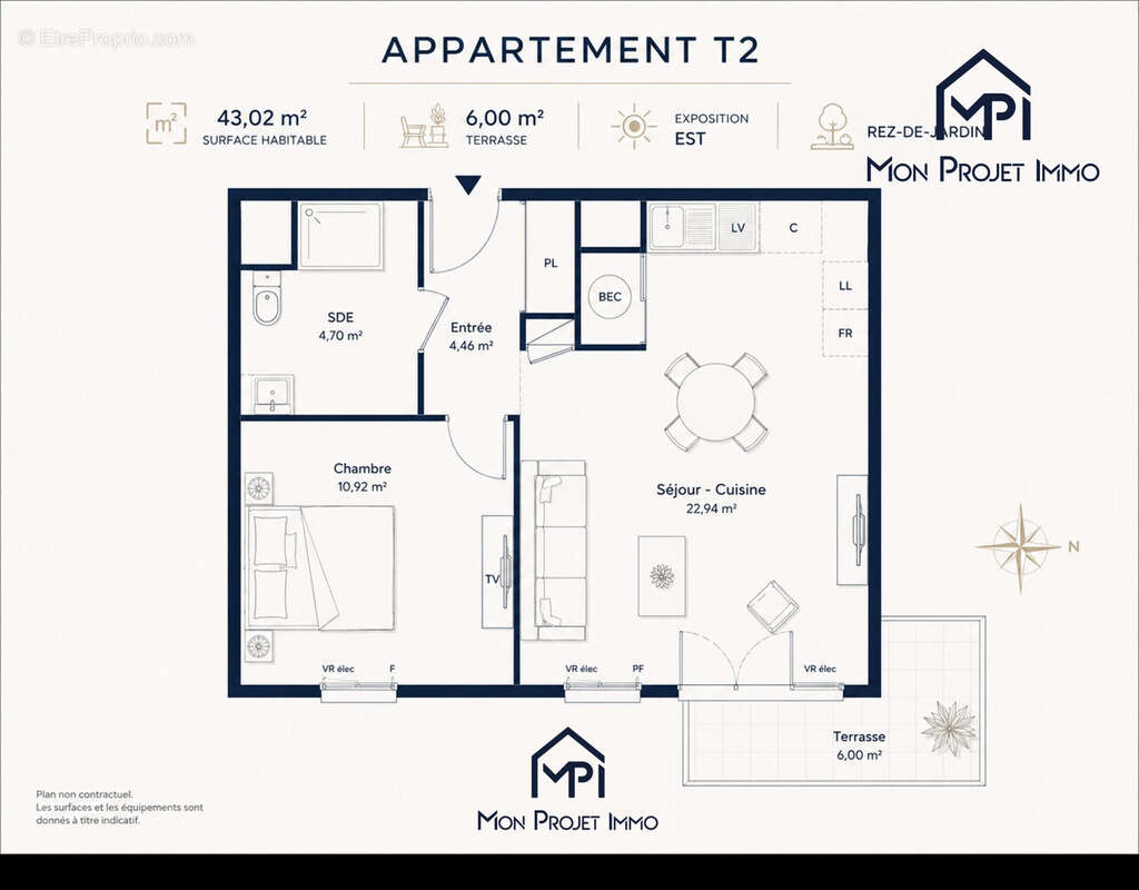 Appartement 43 m² à Laval  - photo 2