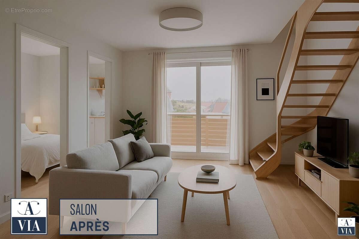 Salon - après - Appartement à ERSTEIN