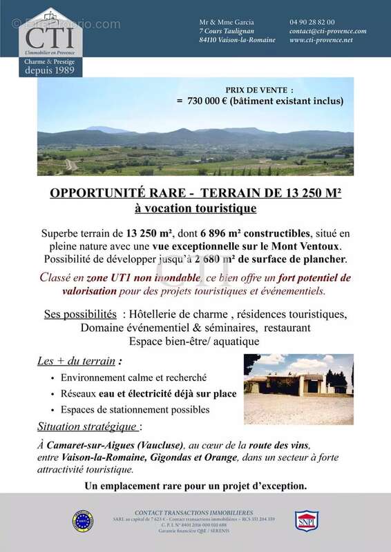 Terrain à CAMARET-SUR-AIGUES