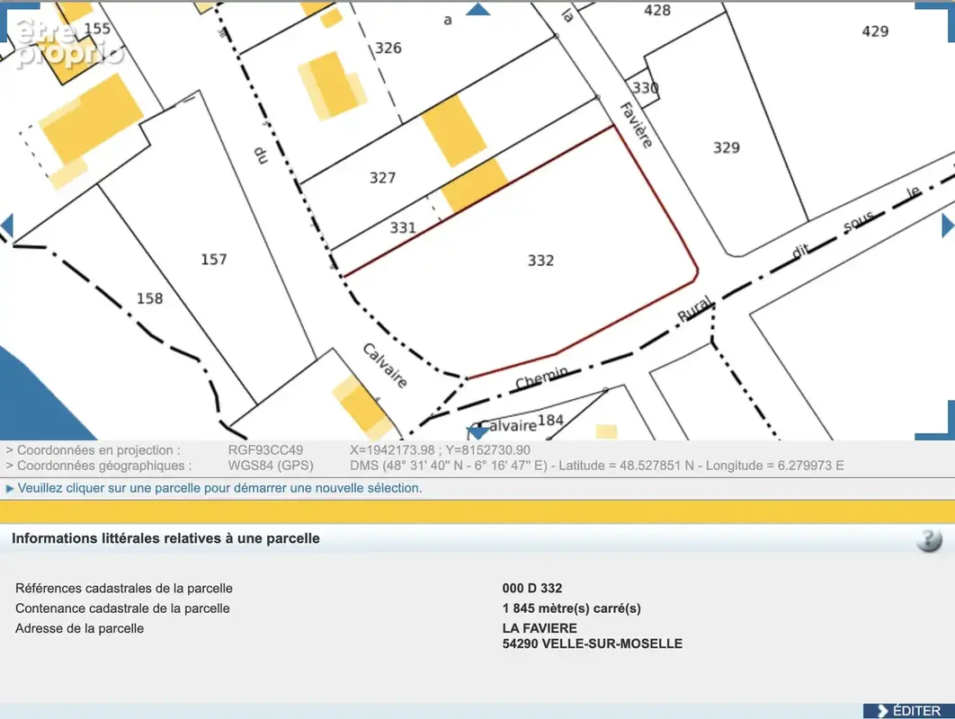 Velle-sur-Moselle   Terrain plat constructible 1 845 m2 plein sud sur les coteaux - photo 2