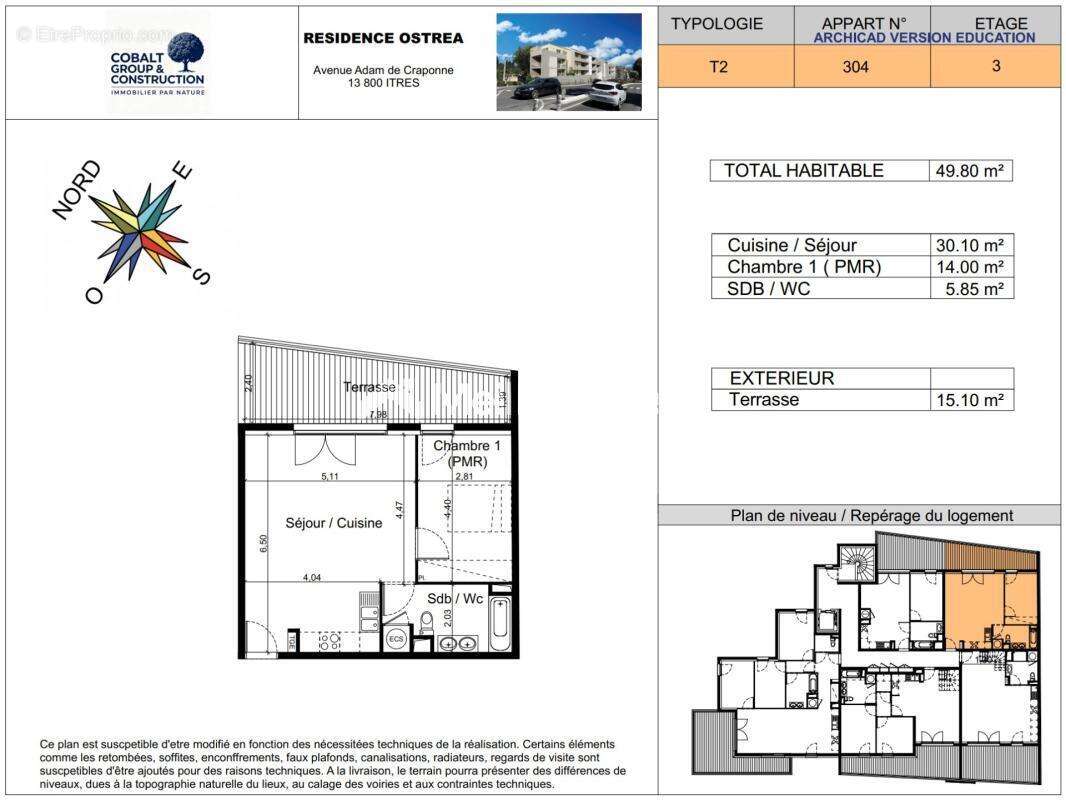 Appartement neuf 2 pièces de 50 m² avec grande terrasse au coeur d'Istres - photo 2