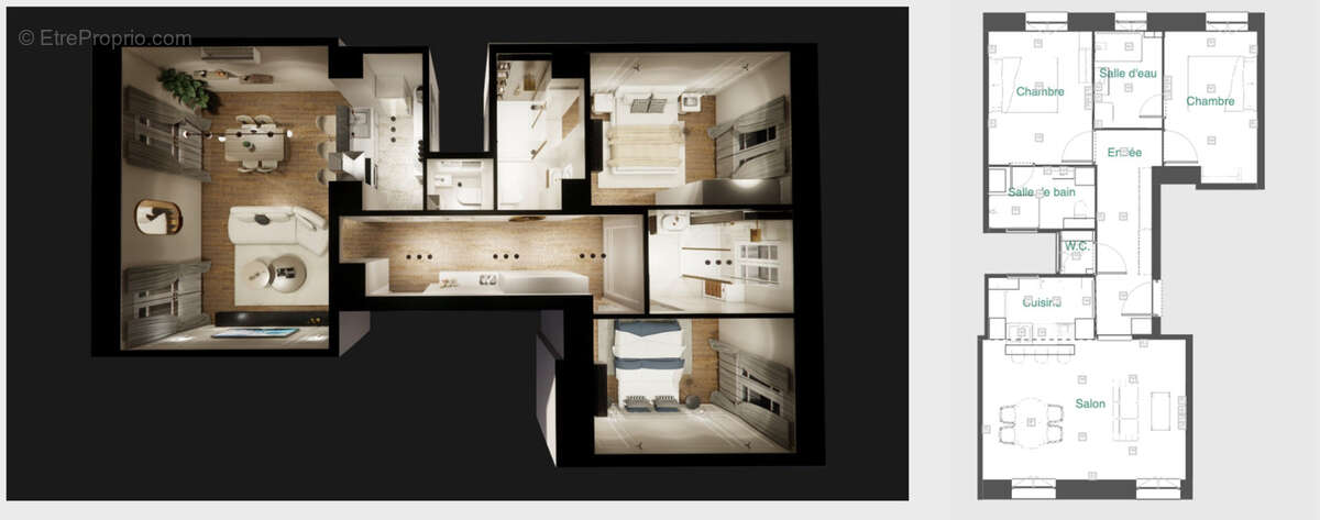 Élégant 3 pièces rénové de 70 m2 dans un immeuble bourgeois - photo 5