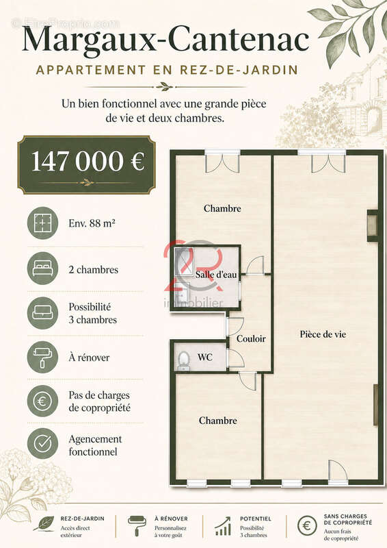 Rez de jardin indépendant avec potentiel 2 ou 3 chambres - photo 3