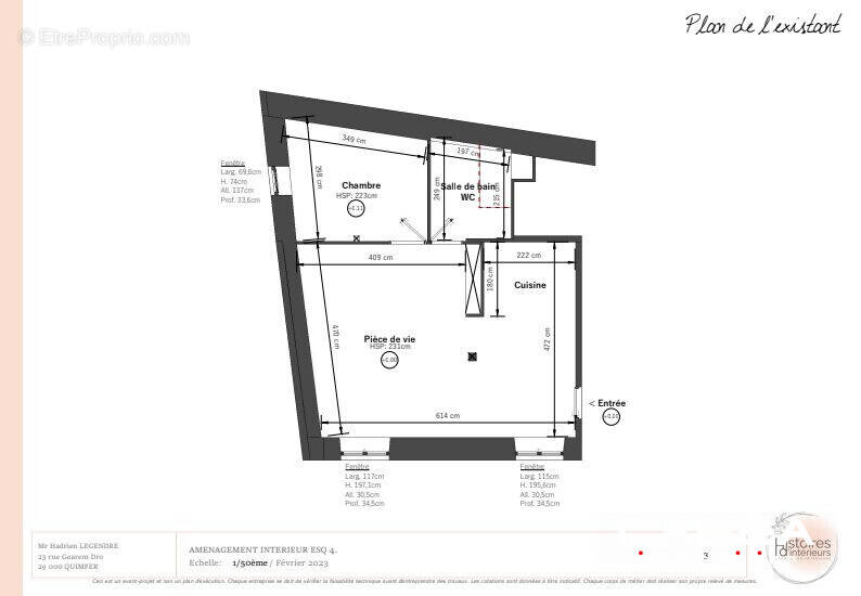 Plan d'origine - Appartement à QUIMPER