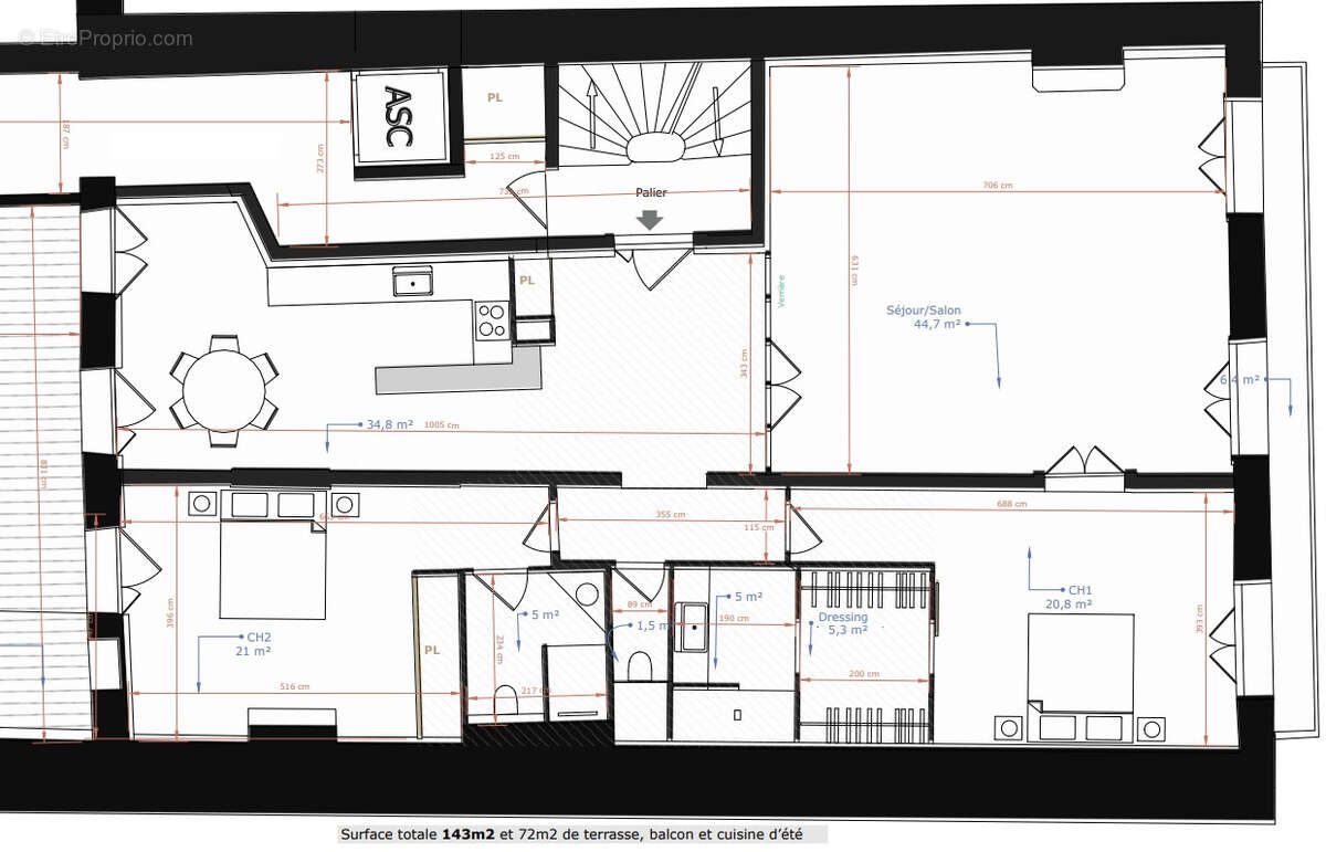 Sète, vue quai, appartement 3 pièces avec terrasse, ascenseur, - photo 22