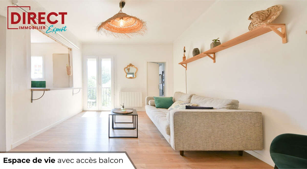Centre ville : app 2/3p en dernier etage traversant + jardin de 50m2 + balcon + cave - photo 3