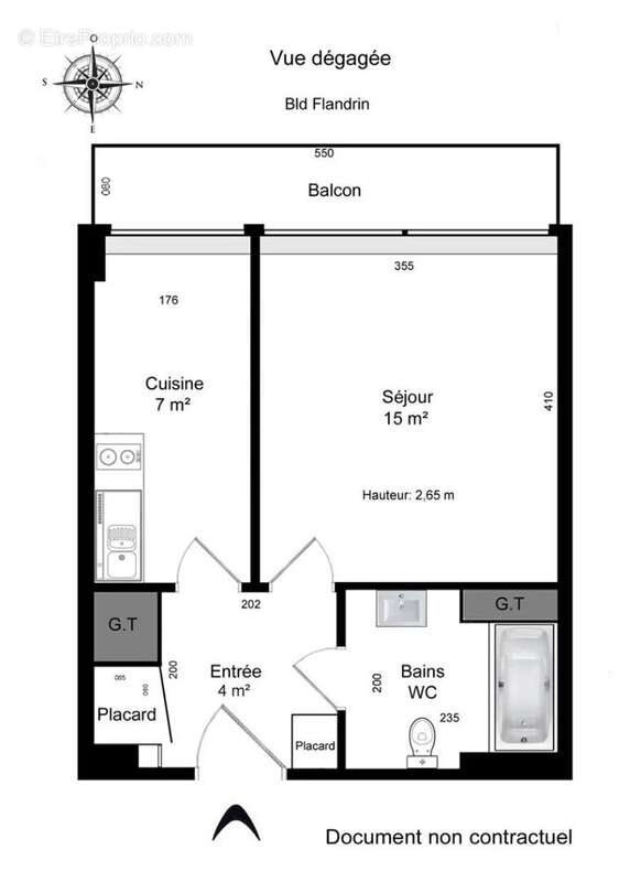 Studio Bld Flandrin - 31 m2 - Balcon - Vue dégagée - photo 3