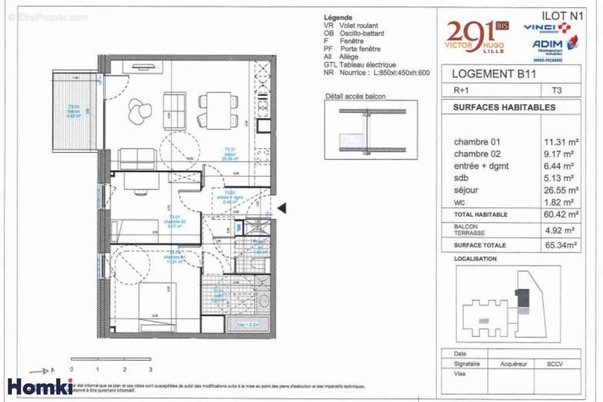 Appartement T3 de 60 m2 à Lille 59000, Rue Bayard - photo 11