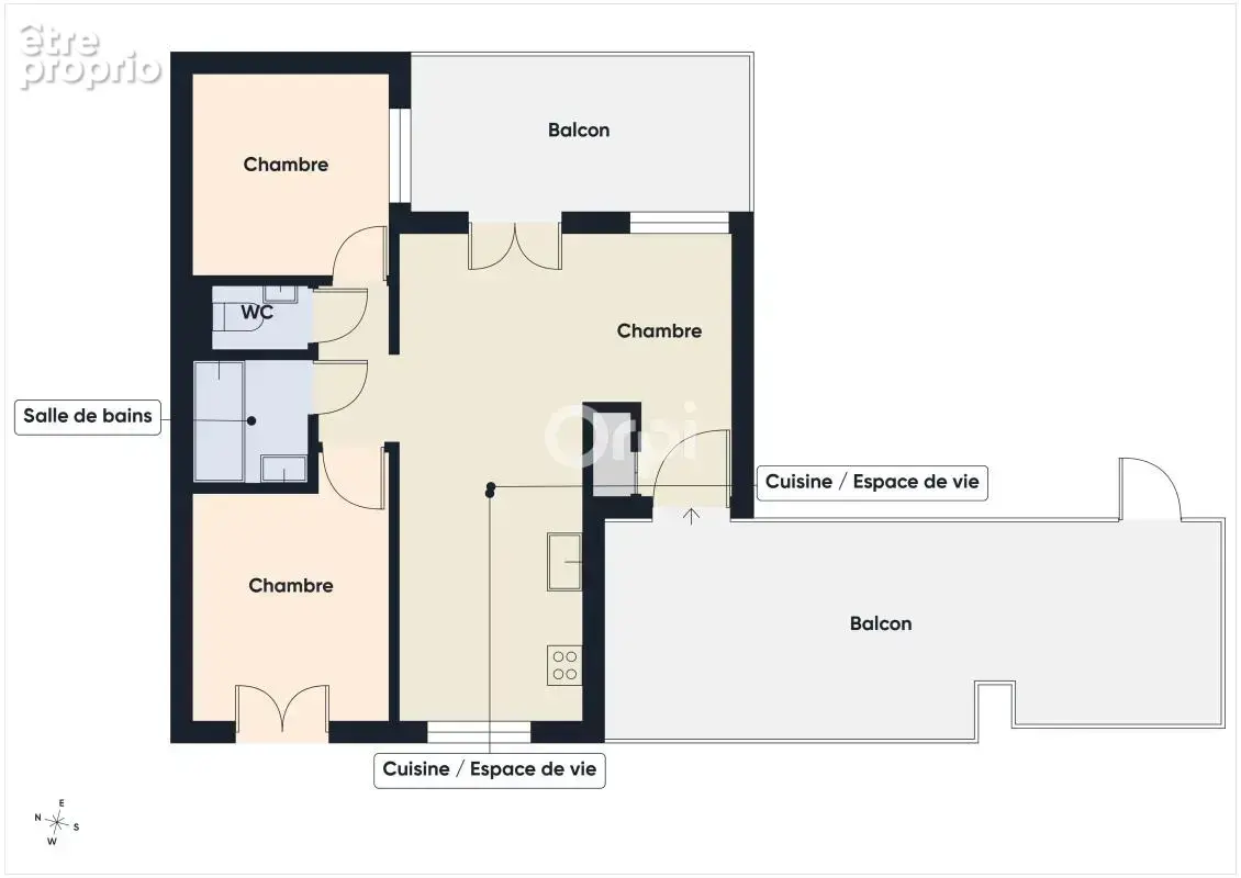 T3 traversant avec terrasse / dernier etage - domaine camiole - residence securisee + piscine + stationnement privatif - photo 10