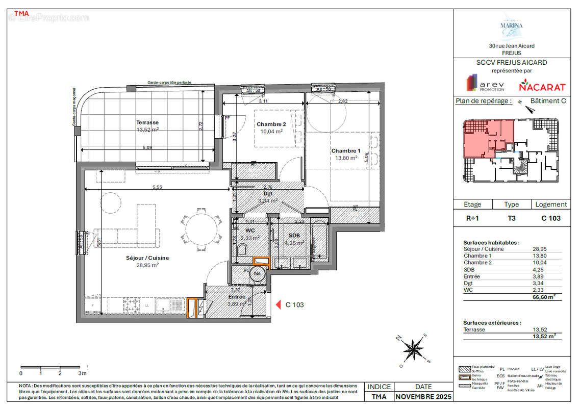 Appartement 3 pieces de 67 m², 2 chambres, terrasse de 14 m²  et 2 stationnements - photo 4