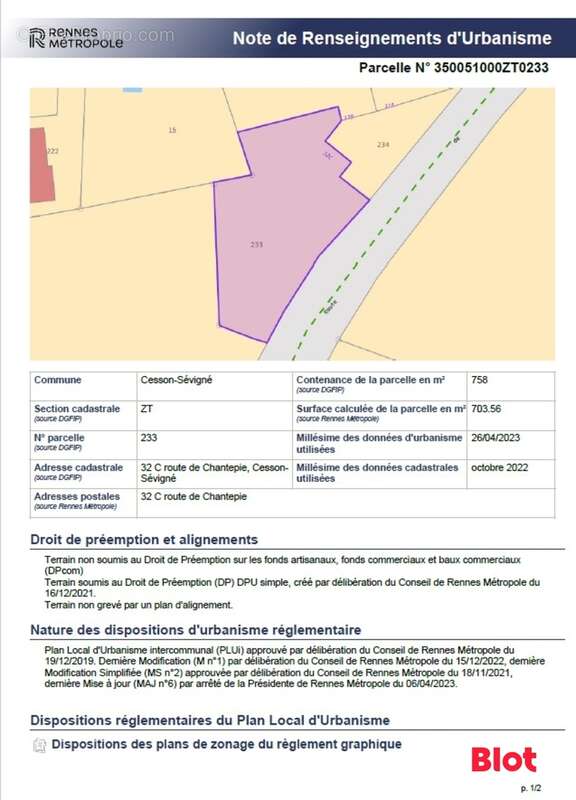 Terrain à CESSON-SEVIGNE