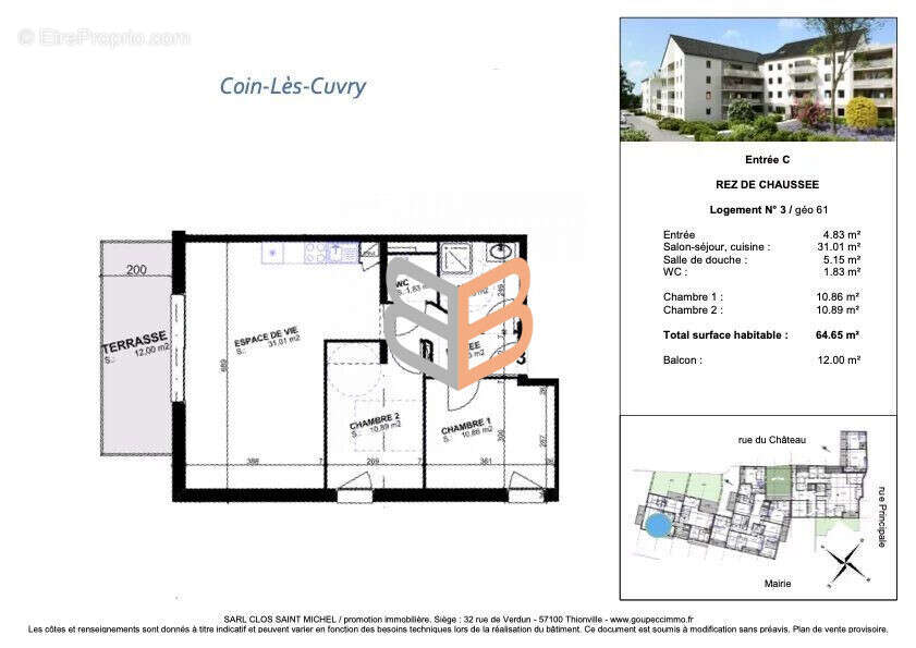 Appartement 64 m² à Coin-Les-Cuvry  - photo 3