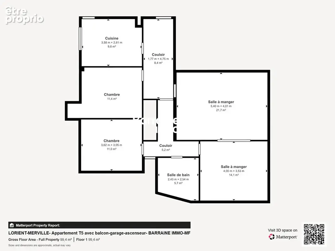 A vendre- lorient secteur merville- appartement t5 de 90 m² avec balcon -garage-ascenseur - photo 14