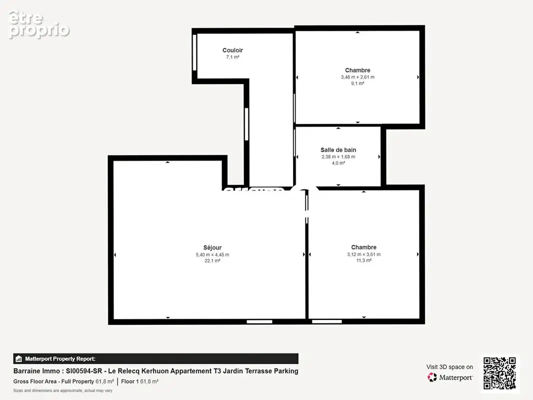 A vendre  le relecq-kerhuon   t3   residence recente   jardin   terrasse   parking - photo 13