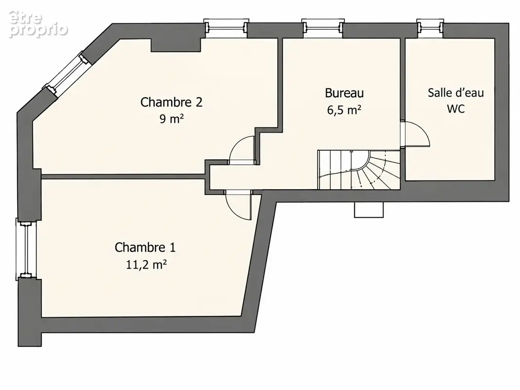 3P 2chbres+ bureau en Duplex 52m² - photo 13