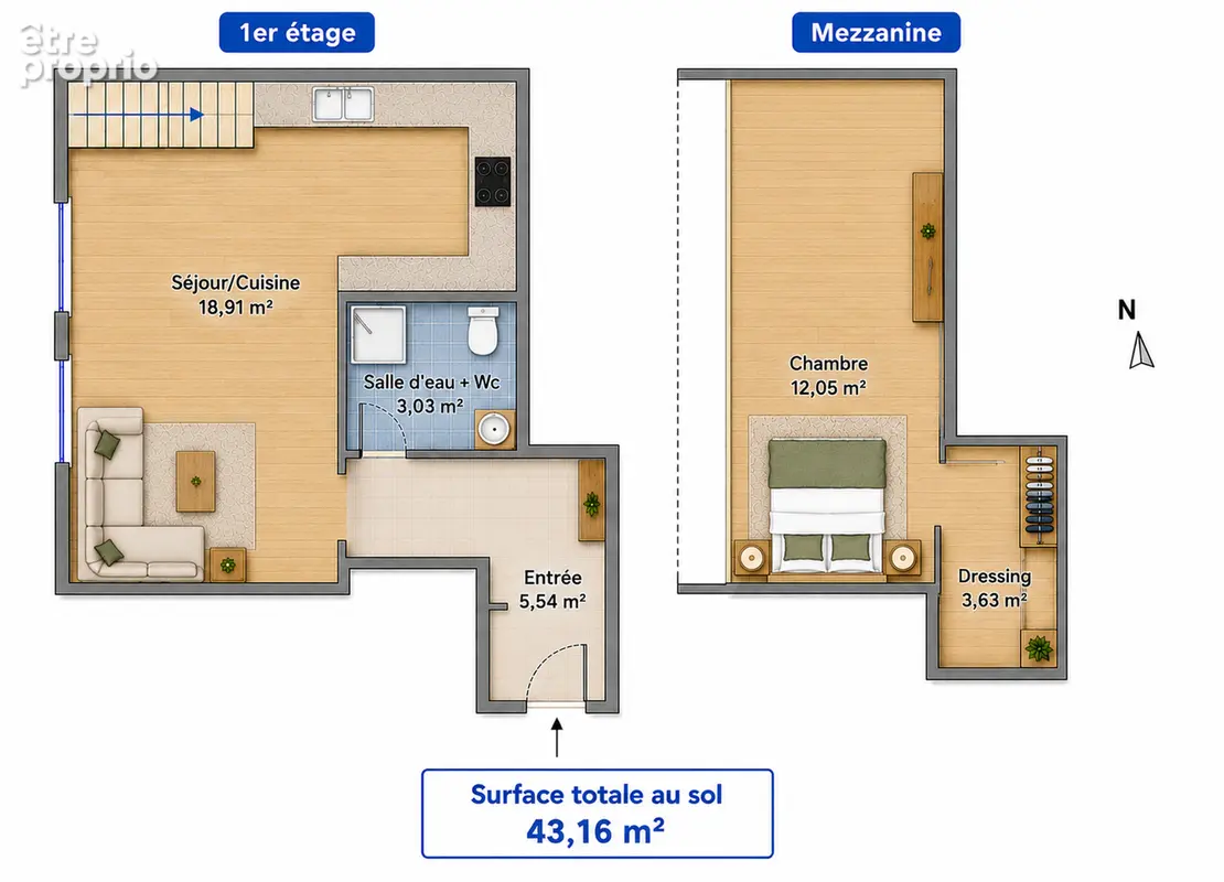 Grand appartement lumineux avec mezzanine - 43m² - ancien atelier d'artistes - photo 10