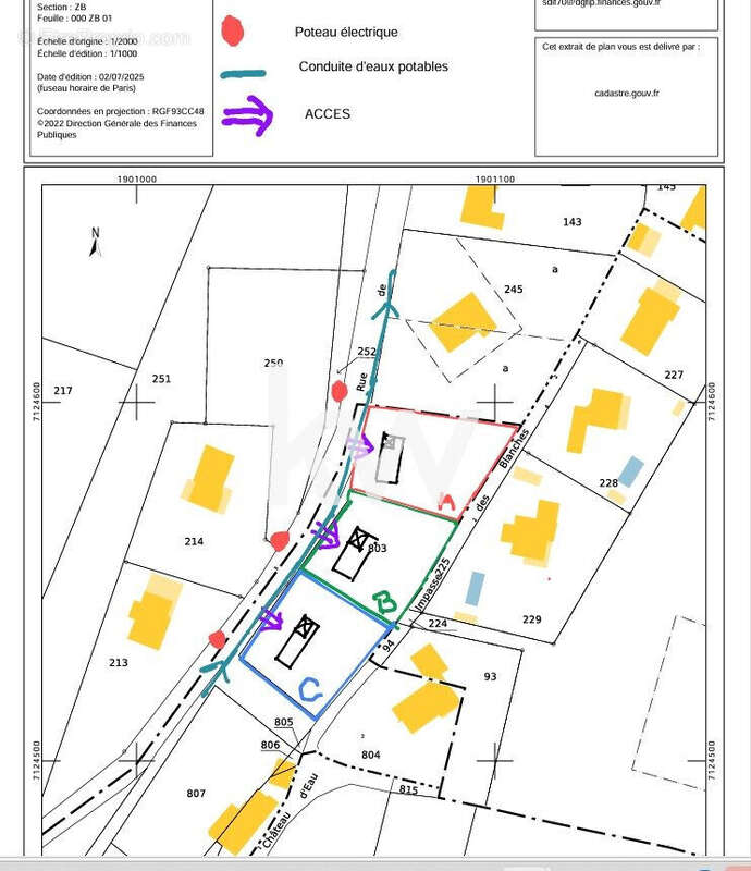 Projet de découpage - LOT C concerné - Terrain à MONTAGNEY
