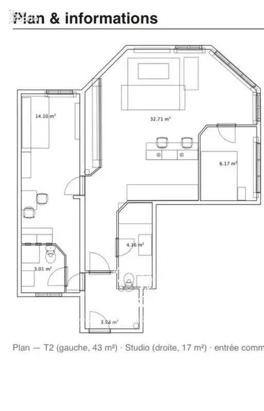 lots de deux appartements -deux pieces et studio - photo 9