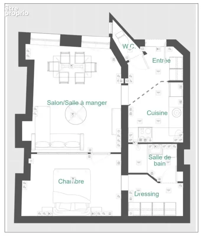 Charme de l'ancien & rénovation contemporaine ? 2 pièces de 44 m² - photo 8