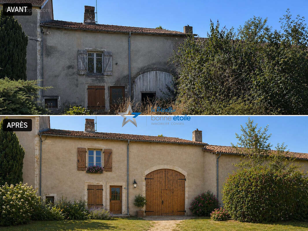 façade avant  gauche rénovée - Maison à DAMREMONT