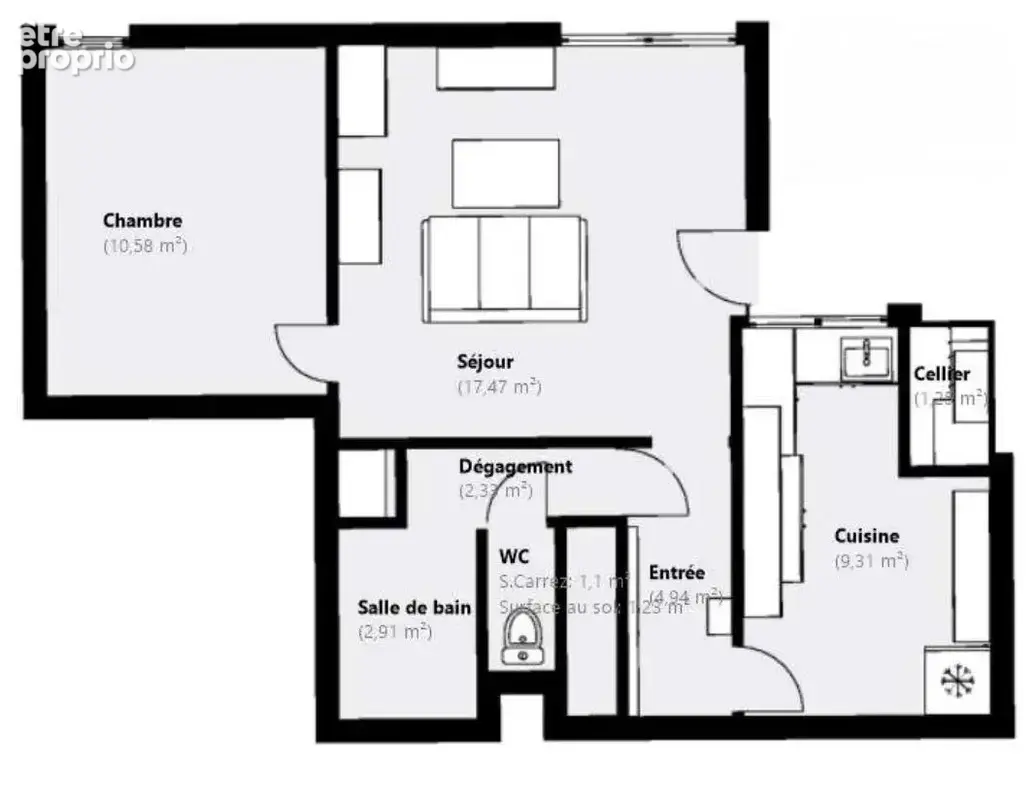 Appartement 49 m² à Avon  - photo 3