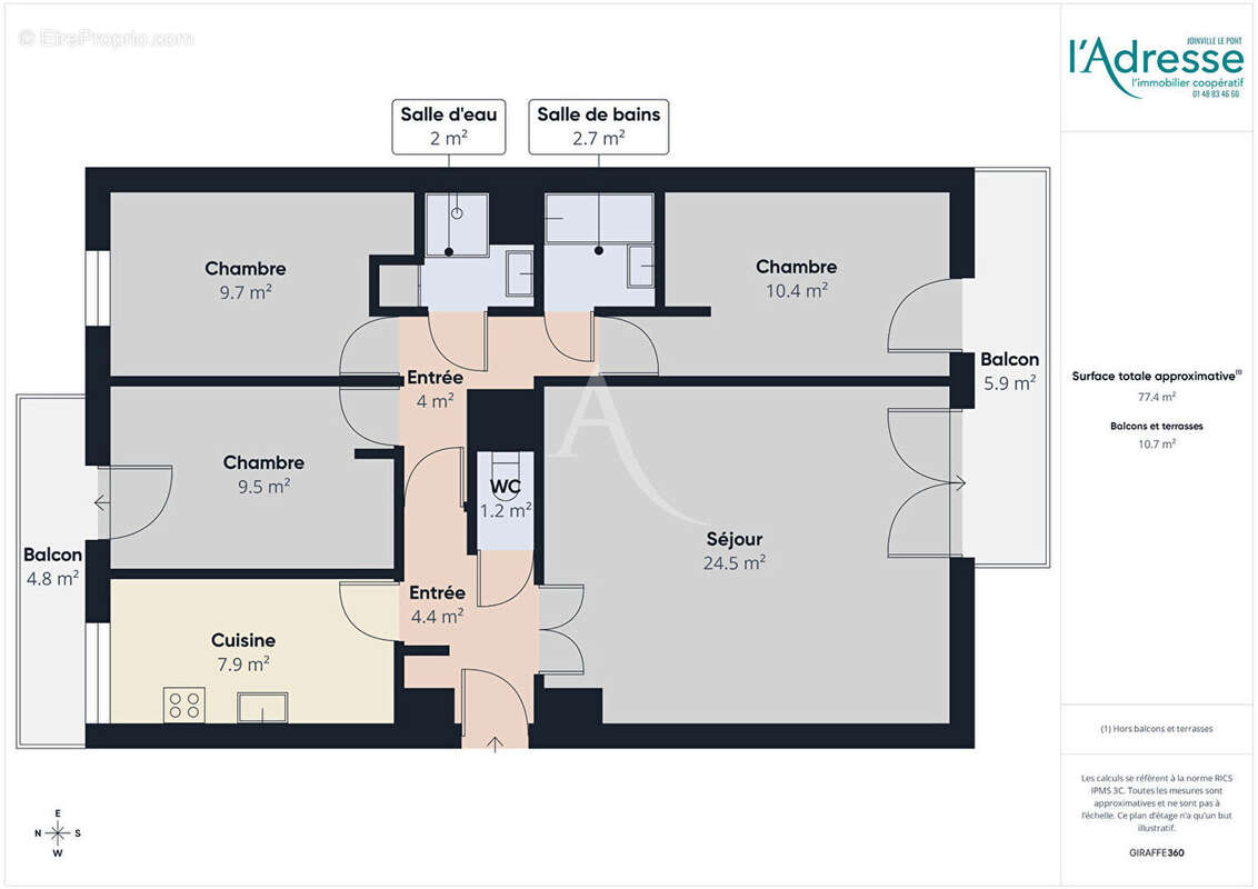 Appartement Alfortville 4 pièce(s) 77.41 m2 - photo 8