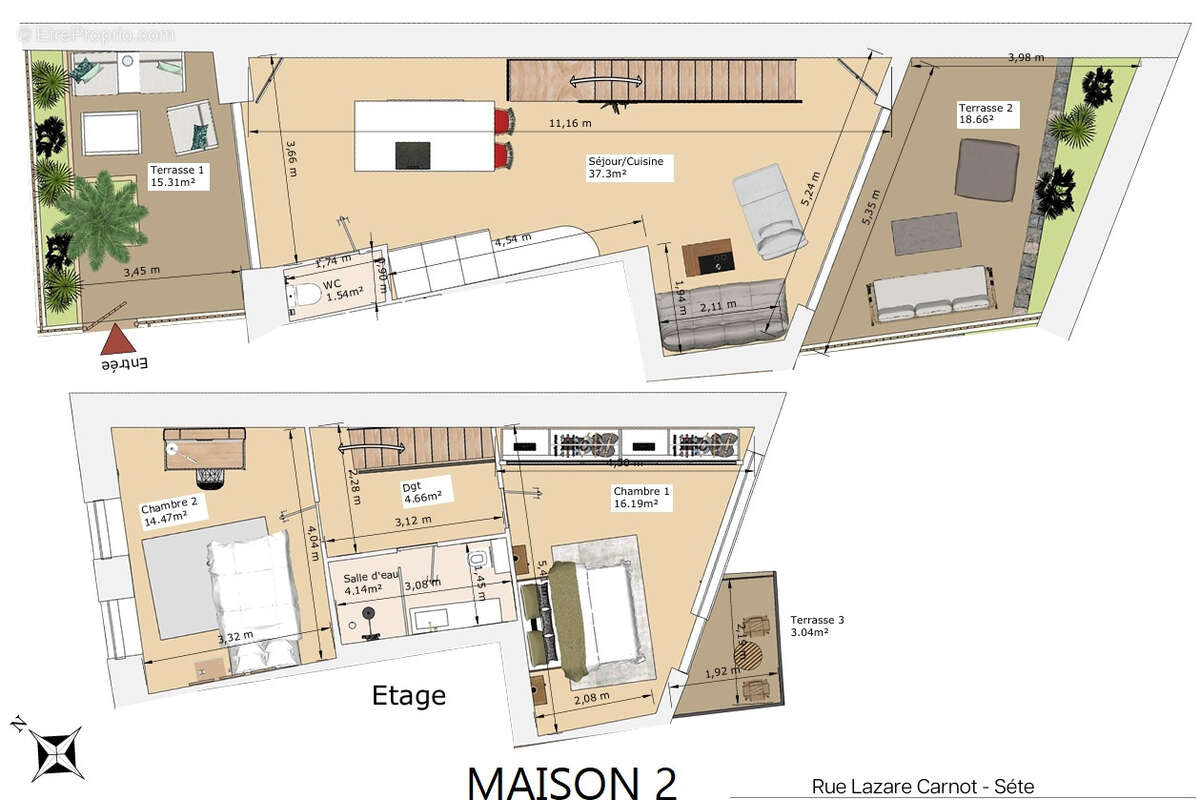 Sète, maison de ville dans une résidence confidentielle, - photo 5