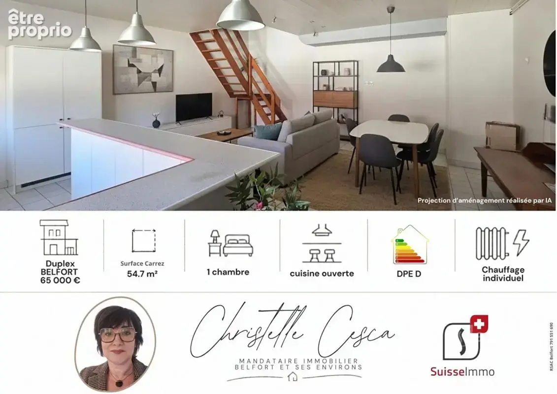 Belfort - duplex 54,70 m²  - 1 chambre - photo 1
