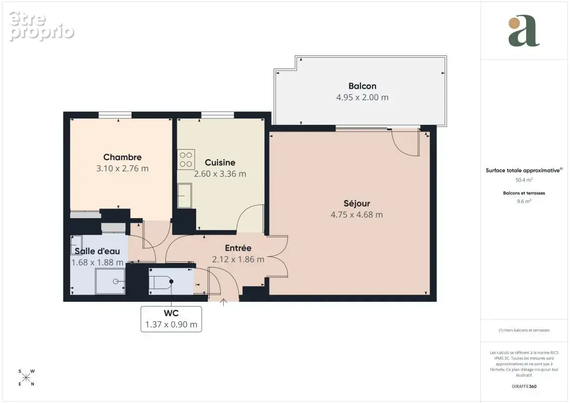 Grand T2 lumineux avec terrasse et garage en vente à  Bron (69500) - photo 5