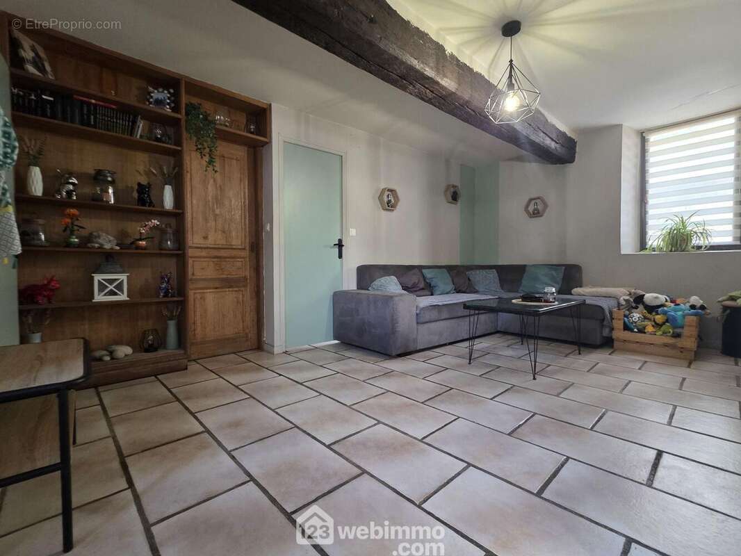 Poursuivons la visite avec ce salon chaleureux aux beaux volumes - Maison à SAINT-THOMAS